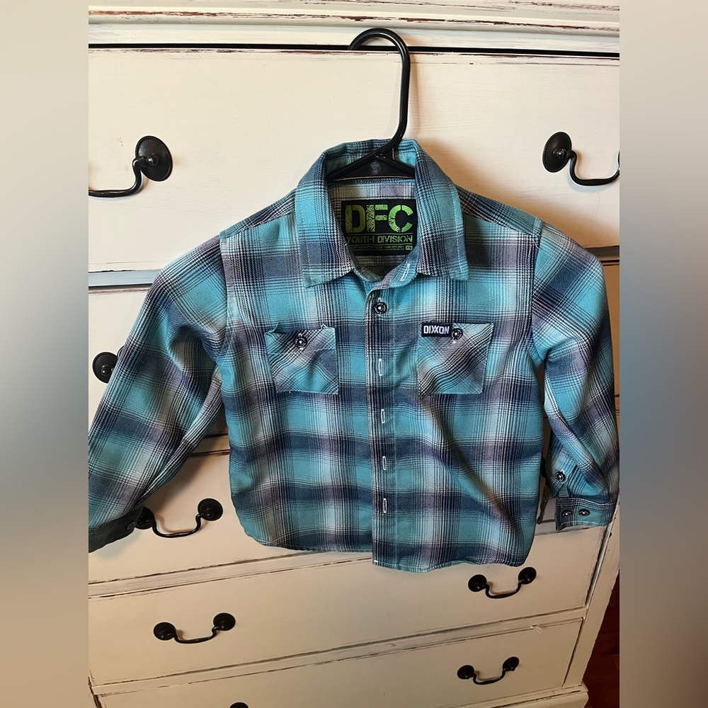 DIXXON Blue and Black Plaid Button Down Shirt